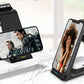 Vertical Three-in-one Wireless Charger 15W Fast Charge Dual-coil Desktop Stand Wireless Charger