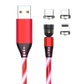 540 Rotate Luminous Magnetic Cable 3A Fast Charging Mobile Phone Charge Cable For LED Micro USB Type C For I Phone Cable